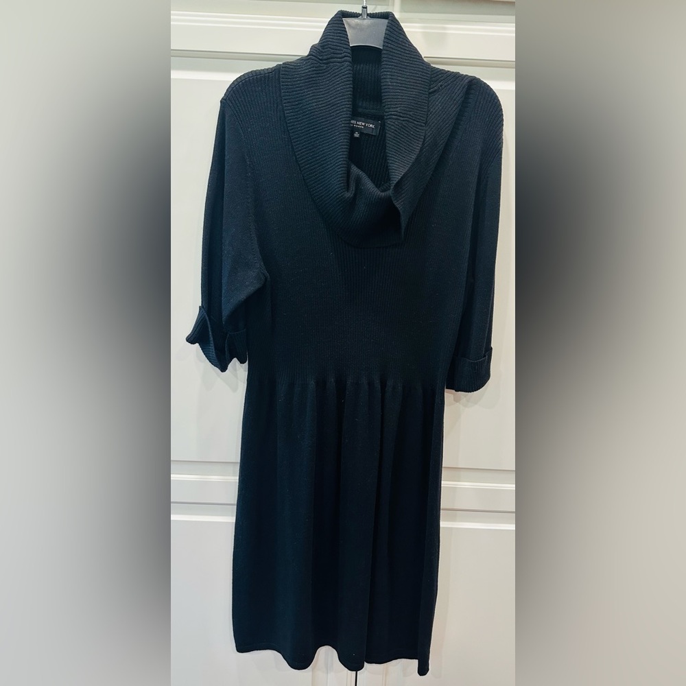 Black Knit Dress by Jones New York with Cowl Neck Size 2X